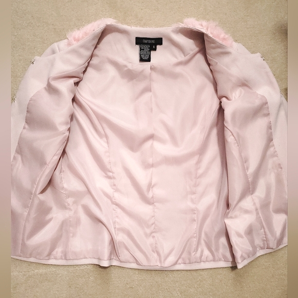 Chapter One pink blazer jacket chiffon rosette 6 fits size Small pastel spring - Picture 16 of 16